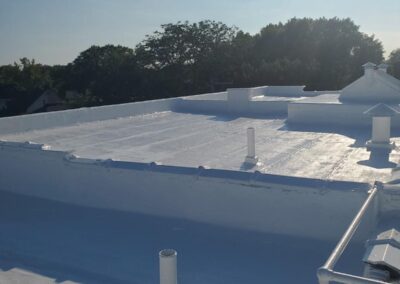 A completed roof coating project