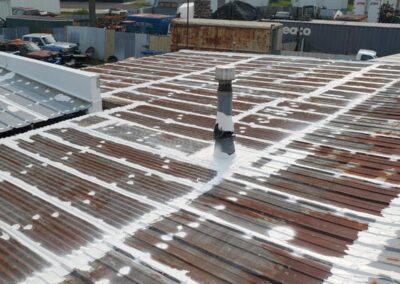 A metal roof prepared for coating