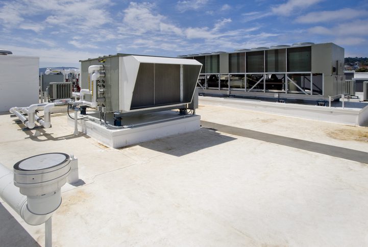 Angled View of rooftop HVAC system